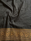 Banarasee Semi-Chiffon Saree With Antique Gold Zari Work-Black