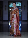 Banarasee Handloom Dual Tone Shimmer Silk Saree With Buti Design & Lace Border-Earthy Brown