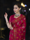 Banarasee Pure Chiffon Saree With Resham Buta Work & Border-Deep Pink
