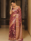Banarasee Pure Chiffon Saree Zari Jaal Design-Violet