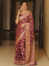 Banarasee Pure Chiffon Saree Zari Jaal Design-Violet