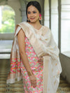 Banarasee Handloom Chanderi Salwar Kameez Fabric With Meena & Zari Design-White