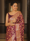 Banarasee Pure Chiffon Saree Zari Jaal Design-Violet