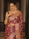 Banarasee Pure Chiffon Saree Zari Jaal Design-Violet