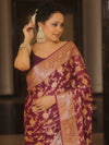 Banarasee Pure Chiffon Saree Zari Jaal Design-Violet