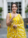 Banarasee Handloom Organza Saree With Resham Zari Work & Scallop Border-Yellow