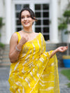 Banarasee Handloom Organza Saree With Resham Zari Work & Scallop Border-Yellow