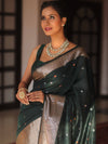 Banarasee Cotton Silk Saree With Copper Zari Broad Border-Green
