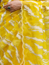 Banarasee Handloom Organza Saree With Resham Zari Work & Scallop Border-Yellow