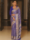 Banarasee Pure Chiffon Saree With Resham Zari Work-Royal Blue