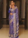 Banarasee Pure Chiffon Saree With Resham Zari Work-Royal Blue