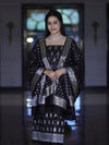 Banarasee Faux Georgette Zari Work Salwar Kameez Fabric With Dupatta Set-Black
