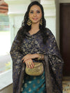 Banarasee Chanderi Cotton Salwar Kameez Fabric With Antique Zari & Contrast Dupatta-Green & Blue