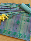 Banarasee Chanderi Cotton Embroidered Salwar Kameez With Dupatta Set-Blue
