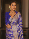 Banarasee Pure Chiffon Saree With Resham Zari Work-Royal Blue