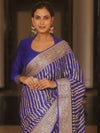 Banarasee Pure Chiffon Saree With Resham Zari Work-Royal Blue