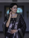 Banarasee Faux Georgette Zari Work Salwar Kameez Fabric With Dupatta Set-Black