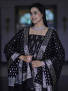 Banarasee Faux Georgette Zari Work Salwar Kameez Fabric With Dupatta Set-Black