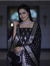 Banarasee Faux Georgette Zari Work Salwar Kameez Fabric With Dupatta Set-Black