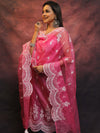Banarasee Organza Resham Work Salwar Kameez Fabric With Dupatta-Pink