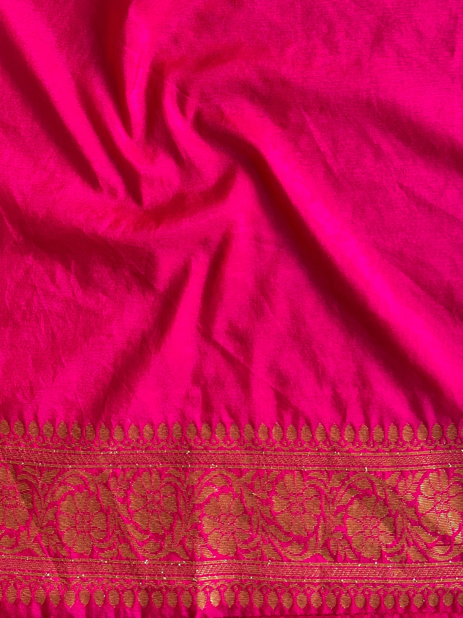 Banarasee Semi-Chiffon Saree With Antique Gold Zari Work-Pink