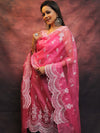 Banarasee Organza Resham Work Salwar Kameez Fabric With Dupatta-Pink