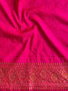 Banarasee Semi-Chiffon Saree With Antique Gold Zari Work-Pink