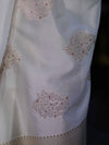 Banarasee Handloom Dupion Silk Saree With Zari Buta Work & Border-White
