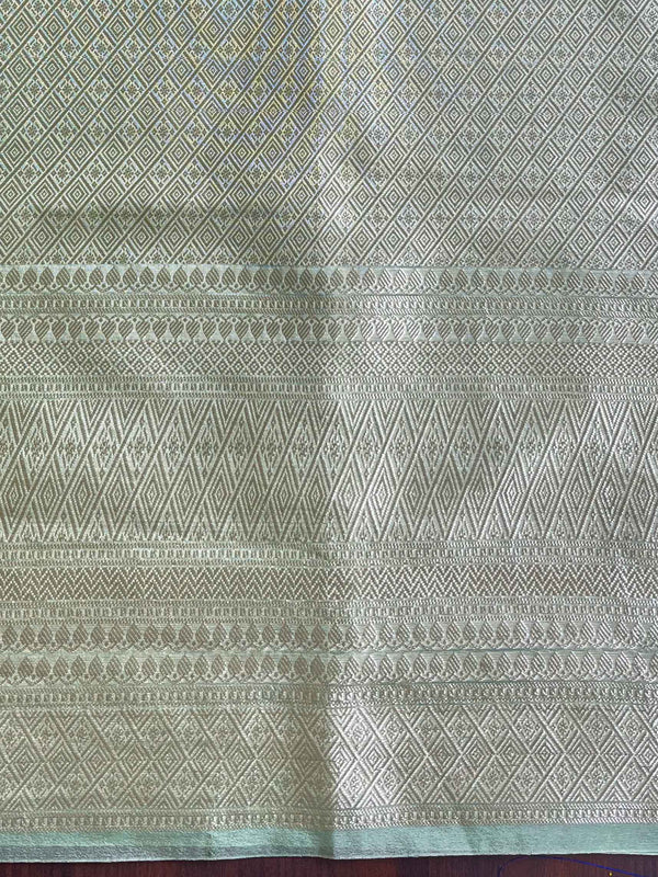 Banarasee Organza Mix Saree With Silver Zari-Green