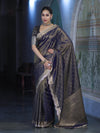 Banarasee Handloom Dual Tone Shimmer Tissue Saree With Buti Design Zari Border & Lace-Blue