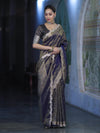 Banarasee Handloom Dual Tone Shimmer Tissue Saree With Buti Design Zari Border & Lace-Blue