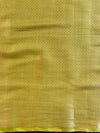 Banarasee Handloom Pure Chiniya Silk Saree With Zari Work & Contrast Border-White & Yellow