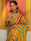 Pure Handloom Shibori Dyed Tussar Silk Saree-Yellow