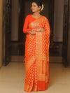 Banarasee Pure Chiffon Saree Zari Jaal Design-Orange