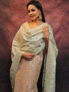 Banarasee Chanderi Cotton Salwar Kameez Set With Zari Work-Mauve & Blue