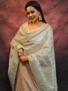Banarasee Chanderi Cotton Salwar Kameez Set With Zari Work-Mauve & Blue