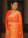 Banarasee Pure Chiffon Saree Zari Jaal Design-Orange