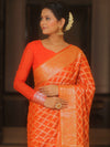 Banarasee Pure Chiffon Saree Zari Jaal Design-Orange
