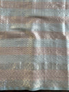 Banarasee Kora Muslin Saree With Zari Jamdani Weaving-Grey