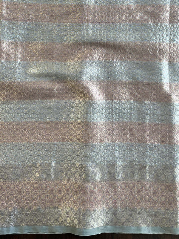 Banarasee Kora Muslin Saree With Zari Jamdani Weaving-Grey