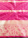 Banarasee Organza Mix Saree With Stripes Design & Broad Border-Pink