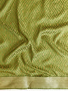 Banarasee Chiffon Saree With Printed & Contrast Zari Lace Border-Pink & Green