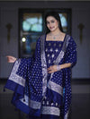 Banarasee Faux Georgette Zari Work Salwar Kameez Fabric With Dupatta Set-Blue