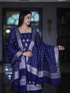 Banarasee Faux Georgette Zari Work Salwar Kameez Fabric With Dupatta Set-Blue