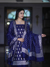Banarasee Faux Georgette Zari Work Salwar Kameez Fabric With Dupatta Set-Blue