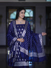 Banarasee Faux Georgette Zari Work Salwar Kameez Fabric With Dupatta Set-Blue