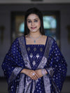 Banarasee Faux Georgette Zari Work Salwar Kameez Fabric With Dupatta Set-Blue