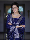 Banarasee Faux Georgette Zari Work Salwar Kameez Fabric With Dupatta Set-Blue