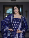 Banarasee Faux Georgette Zari Work Salwar Kameez Fabric With Dupatta Set-Blue