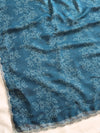 Banarasee Chiffon Bandhani Print Saree & Hand Work With Contrast Blouse-Teal Blue